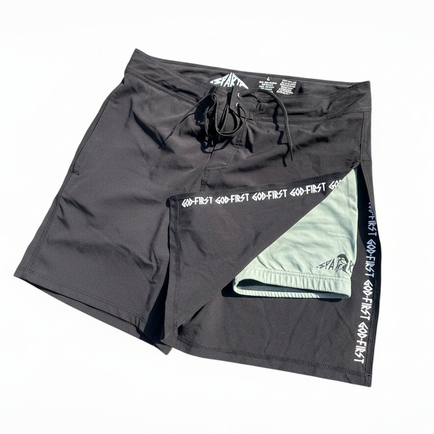 SPARTA SHORTS - Black X Olive Green